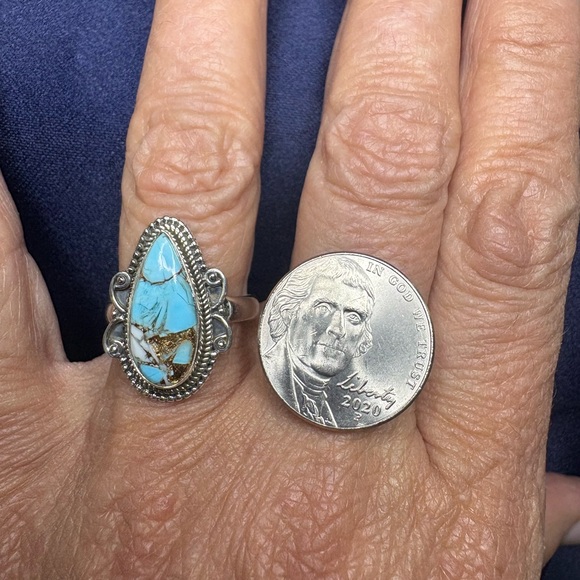 SOLD 925 Sterling Silver and Turquoise Ring - Picture 6 of 7